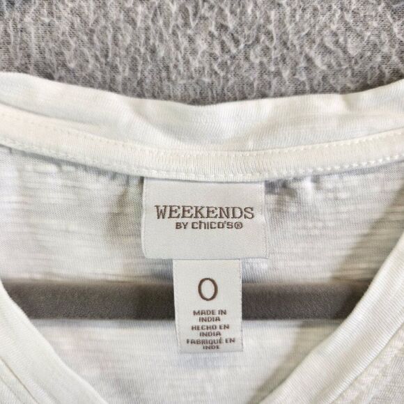 Chico Top Womens 0 White V Neck Dolman Pocket Tee Weekends Lounge T Shirt - Picture 9 of 14